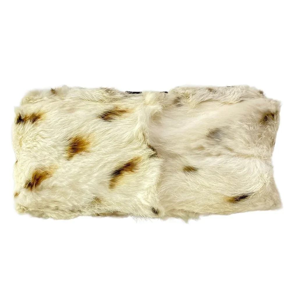 Fendi Mama Bucket Shoulder Bag 8BR001 Cream Dark Brown Fur Leather